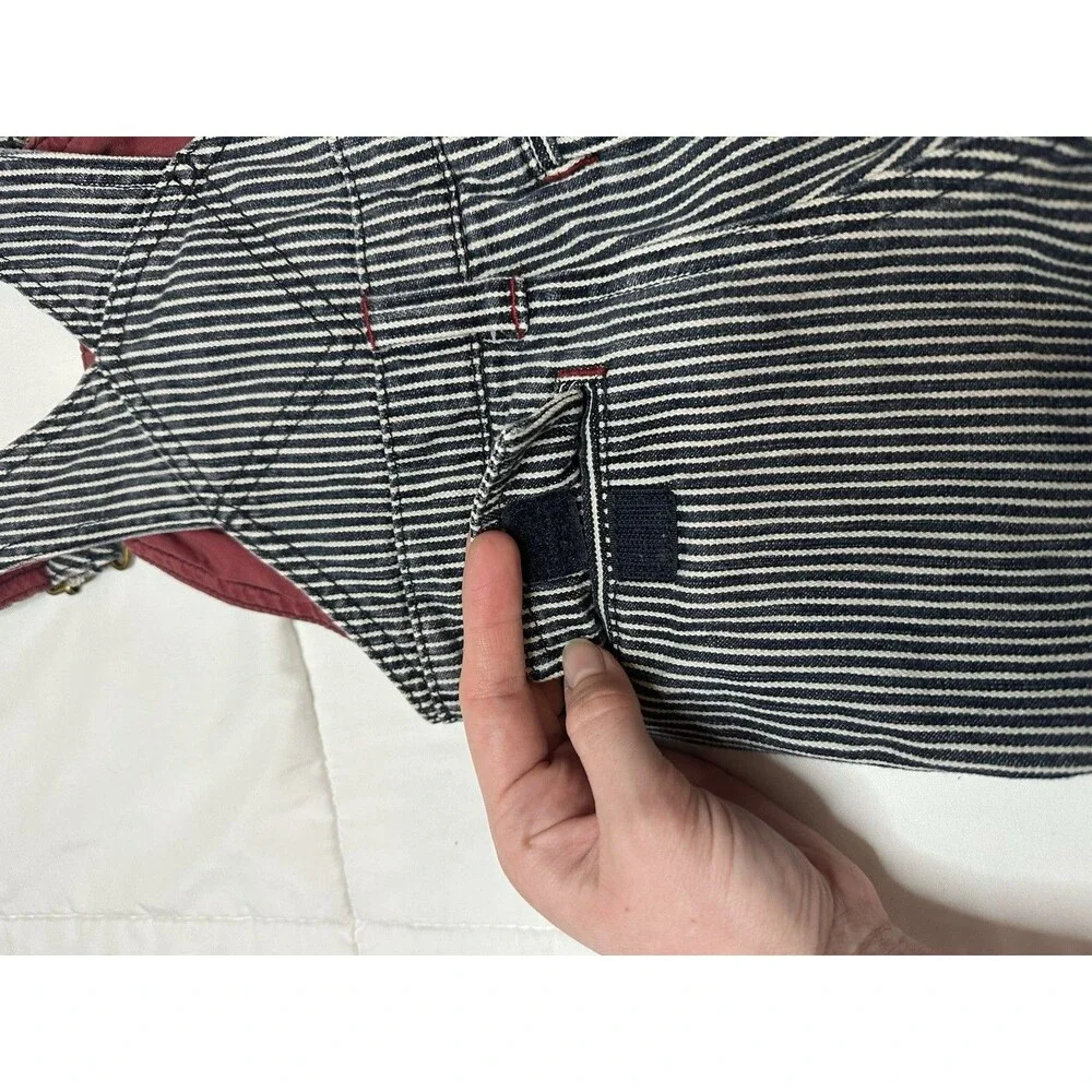 Y2K Gymboree Pinstriped train conductor Railroad Denim Overalls 3-6 Mo. Baby